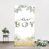 Lofaris Boho Glitter Plants Fresh Baby Shower Rectangle Backdrop